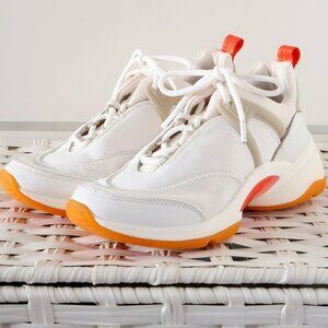 Michael Kors Chunky White Orange Sneakers Athleisure Sporty Tennis Shoes 7